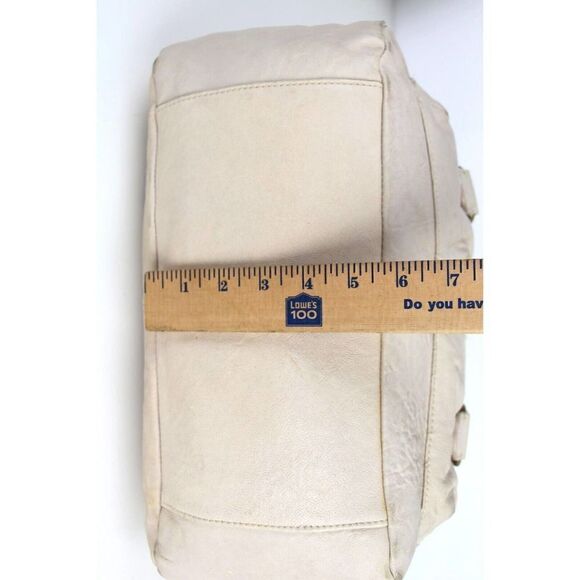 Large HALOGEN BEIGE GENUINE LEATHER HOBO HANDBAG SATCHEL TOTE PURSE - Picture 12 of 15